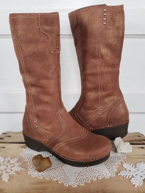 Copper Dansko Retro Boots Shimmer Suede Platform Crepe Disco Tall Boho 38 39